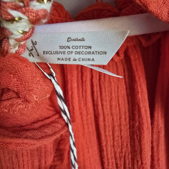 Matilda Jane, New, Maui Orange Cut-out Tie Back Cotton Gauze Shirt Size Large - Picture 10 of 11